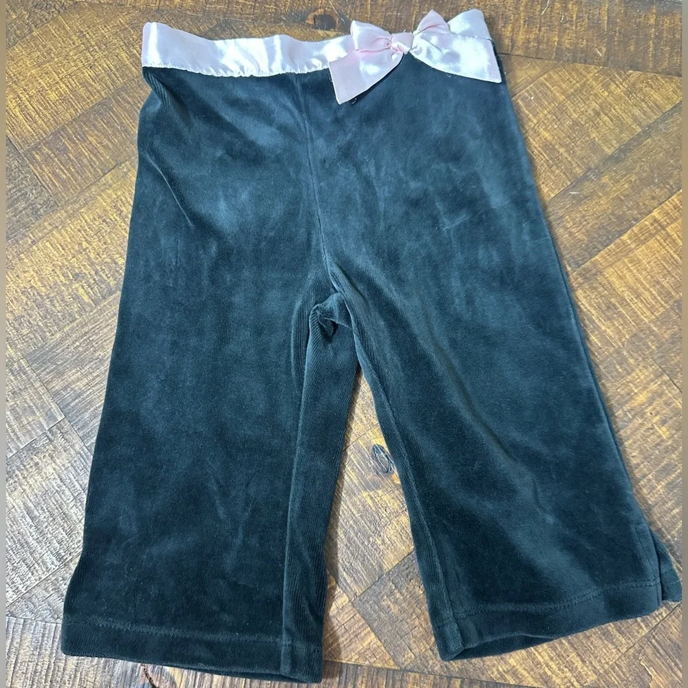 Gymboree‎ 12-18 Months City Sidewalk Black Velour Pants Pink Bow